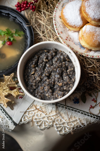 Kutia. Traditional ukrainian Christmas ceremonial grain dish with honey  raisins and poppy seeds