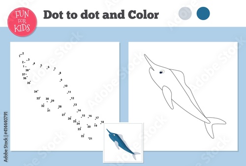 Dot to dot game for kids home schooling. Coloring page for children education.