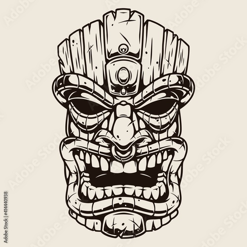 Hawaiian tiki mask vintage concept