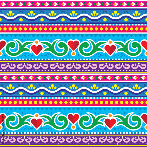 	
Pakistani or Indian truck art  vector seamless pattern, Diwali art with flowers, leaves and hearts
