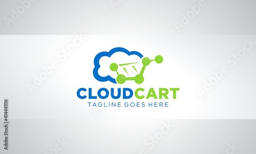 Cloud Cart online shopping E-Commerce Logo Design