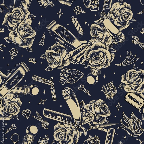 Barbershop vintage seamless pattern