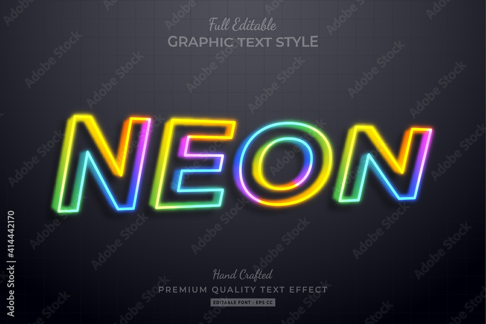 Colorful Neon 3D Editable Text Effect Font Style