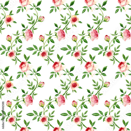 watercolor roses flower seamless pattern