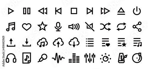 Music and Audio UI Icon Set (Bold outline version)