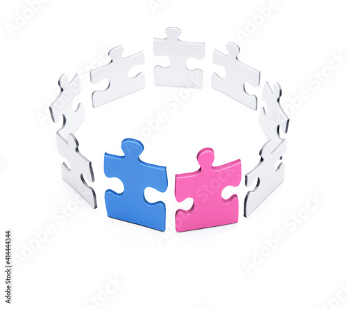 Puzzleteile in einem Kreis angeordnet