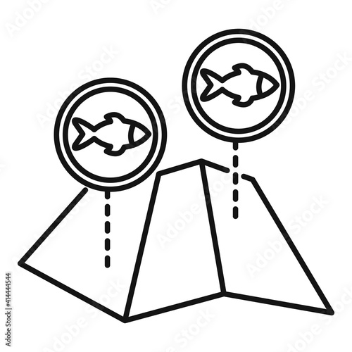 Map fish icon. Outline map fish vector icon for web design isolated on white background