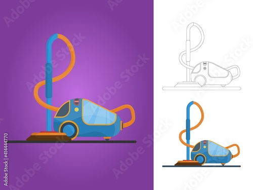Vector illustration of a modern vacuum cleaner. Flat design icon with a long shadow.