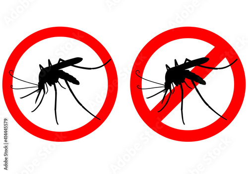 Humor sign attention mosquito. Prohibited. Vector illustration.