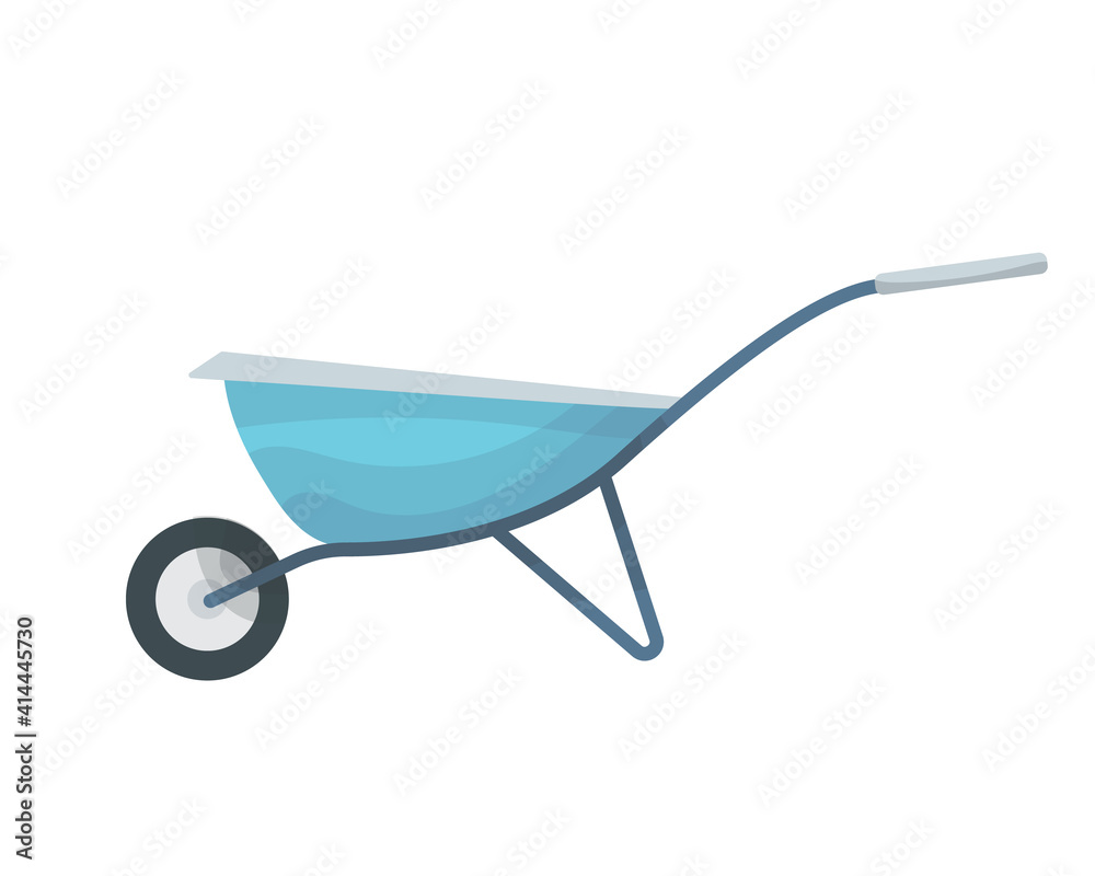 Element of garden set. Agricultural tool for garden care, colorful flat illustration. Gardening element wheelbarrow Element of garden set. Agricultural tool for garden care, colorful flat illustration. Gardening element wheelbarrow