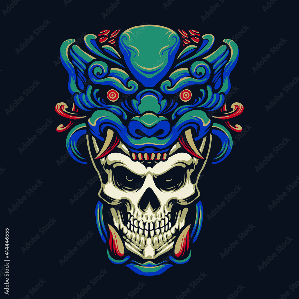 Fototapeta premium monster skull head vector illustration