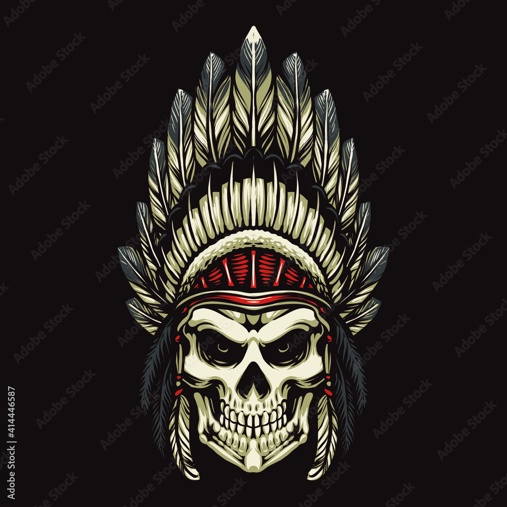 indian apache skull head illustration indian apache skull head illustration