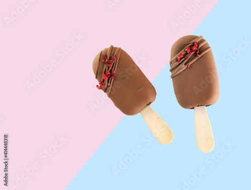 Potato dessert on a stik. Cake chocolate background