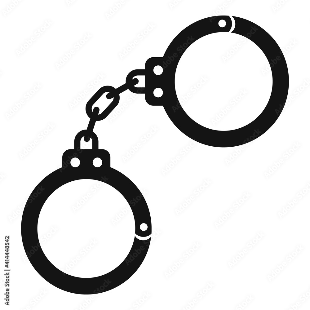 Prosecutor handcuffs icon. Simple illustration of prosecutor handcuffs vector icon for web design isolated on white background Prosecutor handcuffs icon. Simple illustration of prosecutor handcuffs vector icon for web design isolated on white background