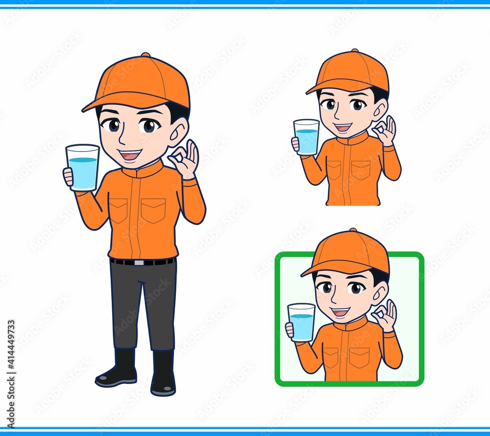 Young man in orange work clothes Young man in orange work clothes