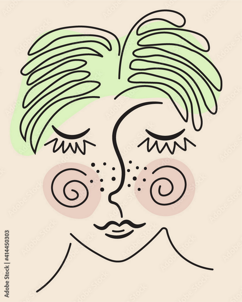 woman vector surreal face line art closed eyes woman vector surreal face line art closed eyes