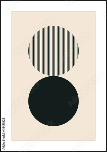 Minimal 20s geometric design poster, vector template with primitive shapes