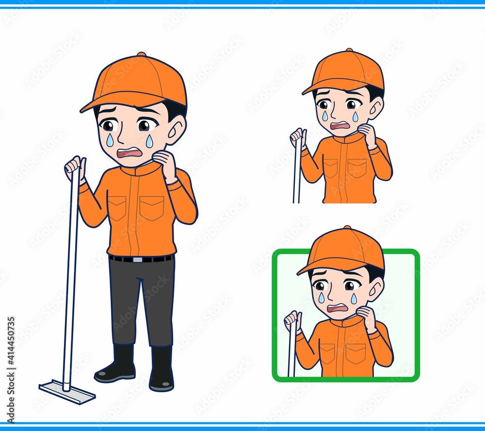Young man in orange work clothes Young man in orange work clothes