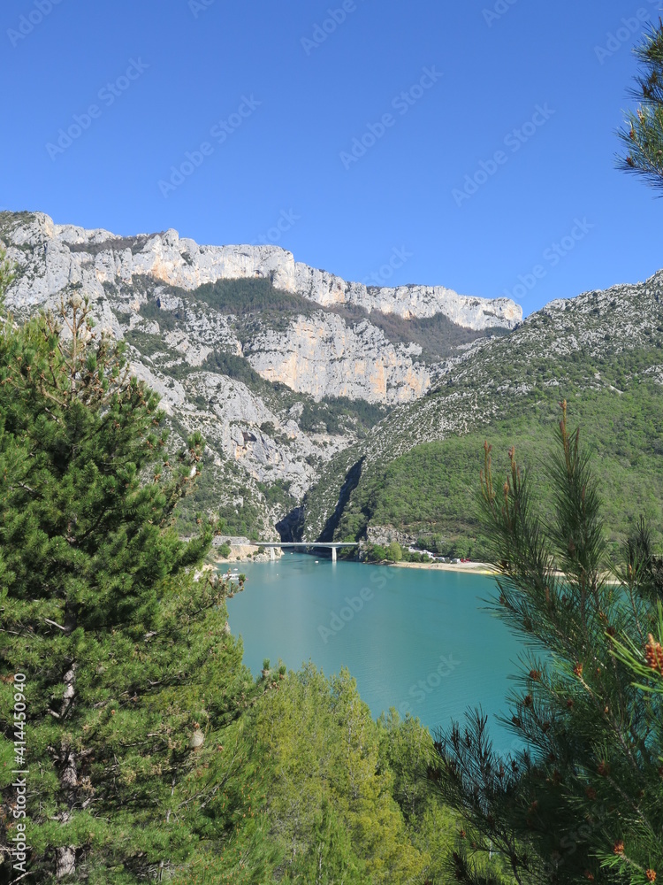 the Lac (lake) de Sainte-Croix in the Gorges du Verdon (Verdon Canyon), Provence, April, France