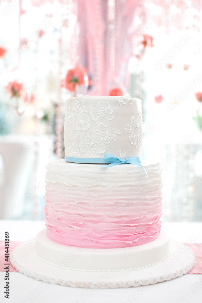 Pastels colored layered birthday cake Pastels colored layered birthday cake