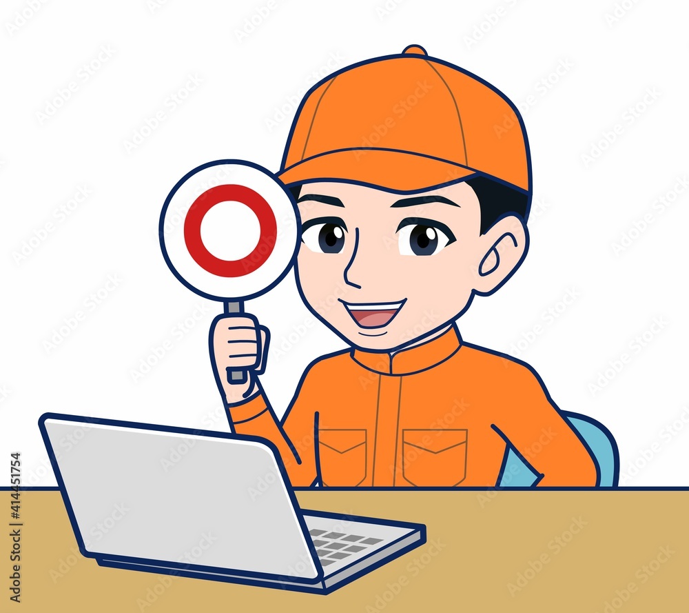 Young man in orange work clothes Young man in orange work clothes