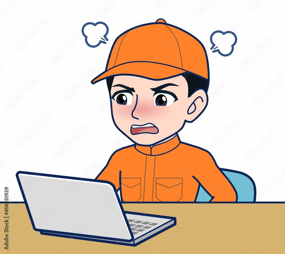 Young man in orange work clothes Young man in orange work clothes