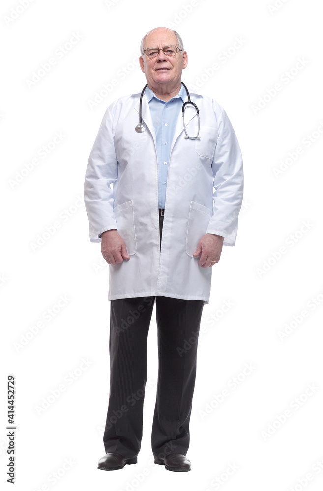 in full growth. experienced doctor with a stethoscope in full growth. experienced doctor with a stethoscope