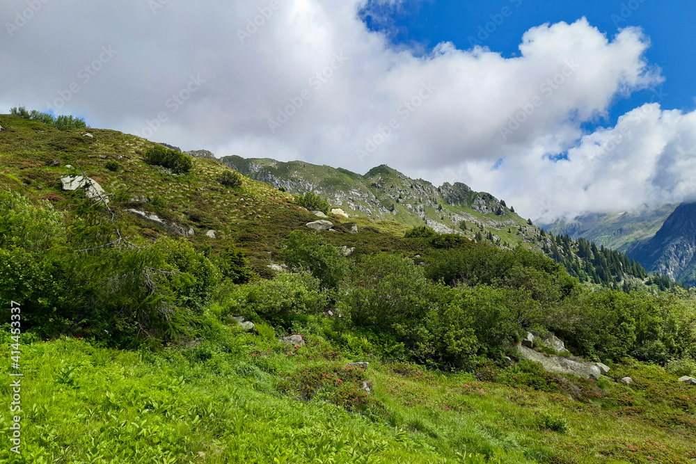 Bellissimo panorama dal sentiero che porta al rifugio segantini nella val Nambrone in Trentino, viaggi e paesaggi in Italia