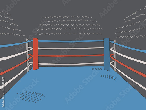 Boxing ring sport graphic color sketch illustration vector