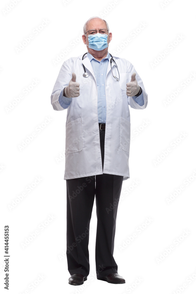 full length . doctor in a protective mask full length . doctor in a protective mask