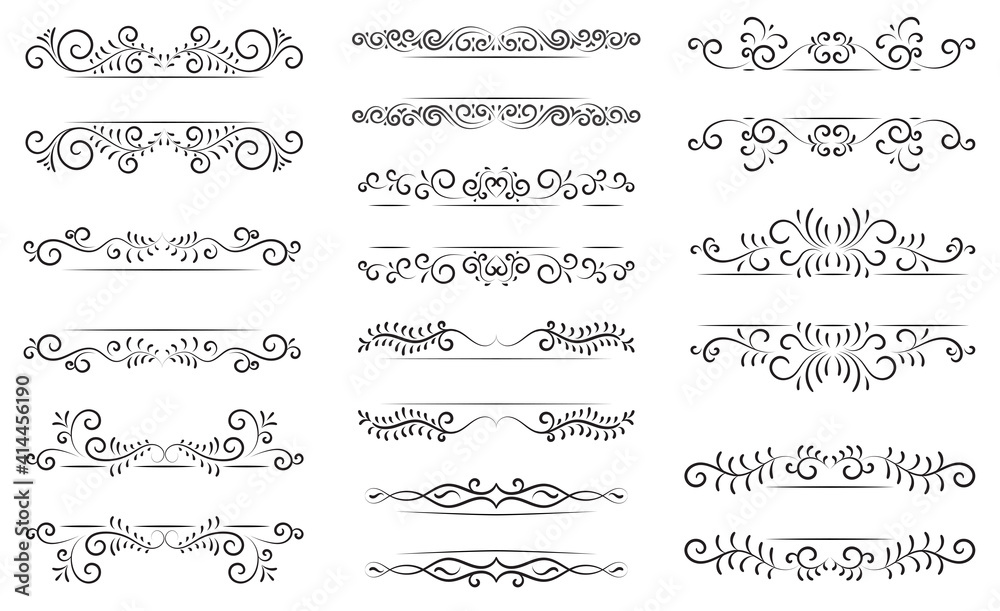 Retro frame set for text with swirls and calligraphic elements. This set of frames can be used for retro design projects.