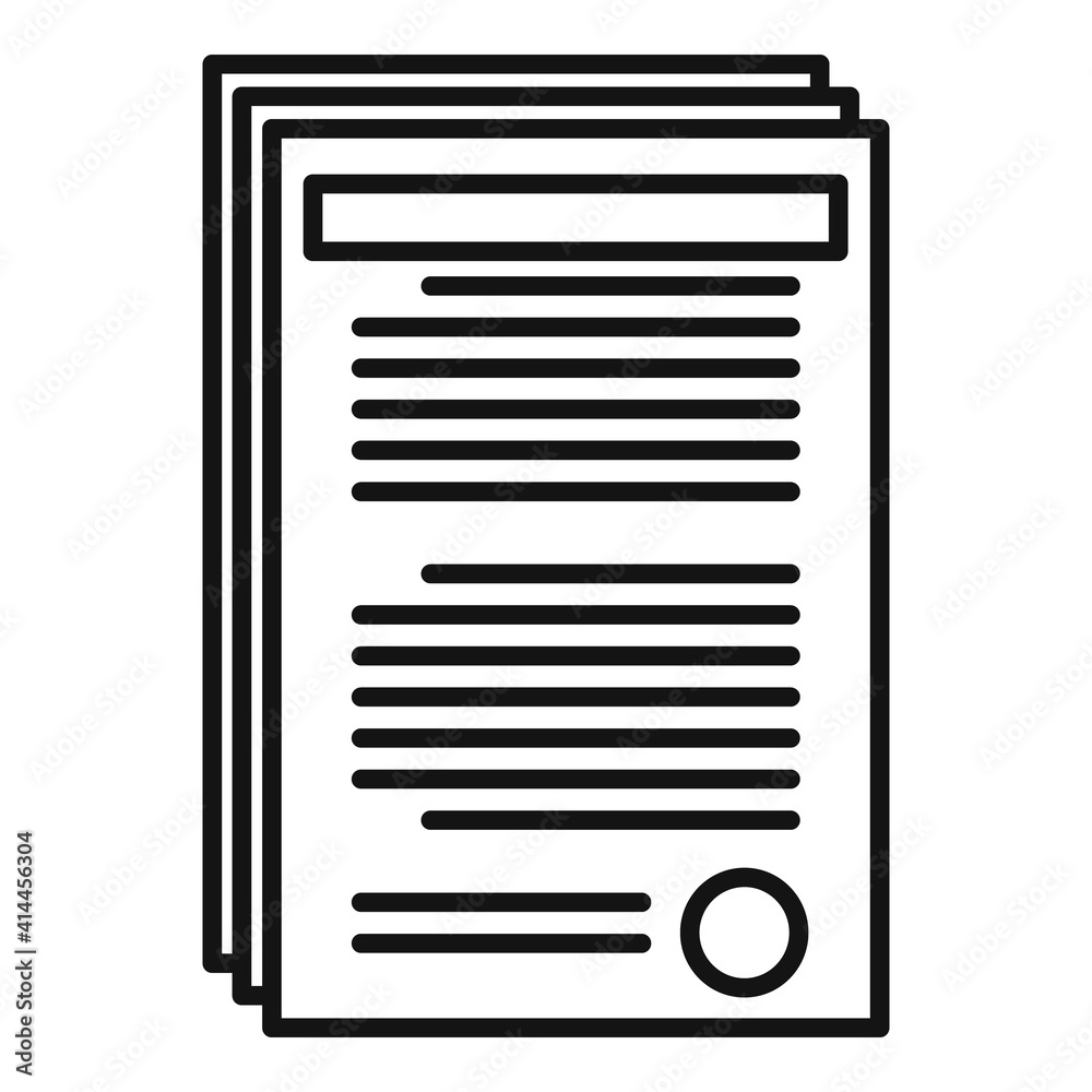 Notary documents icon. Outline notary documents vector icon for web design isolated on white background Notary documents icon. Outline notary documents vector icon for web design isolated on white background