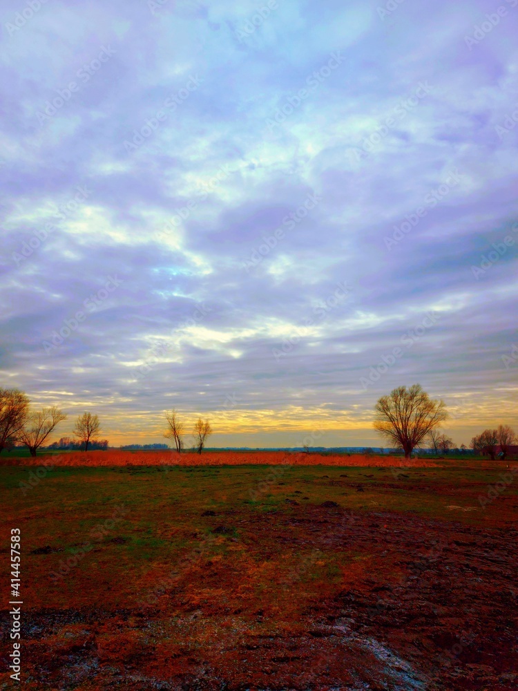 sunset over the field sunset over the field