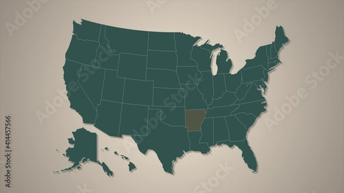 Arkansas - United States region extruded. Solids