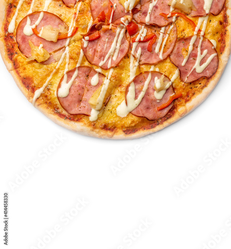 pizza with salami isolated on the white background