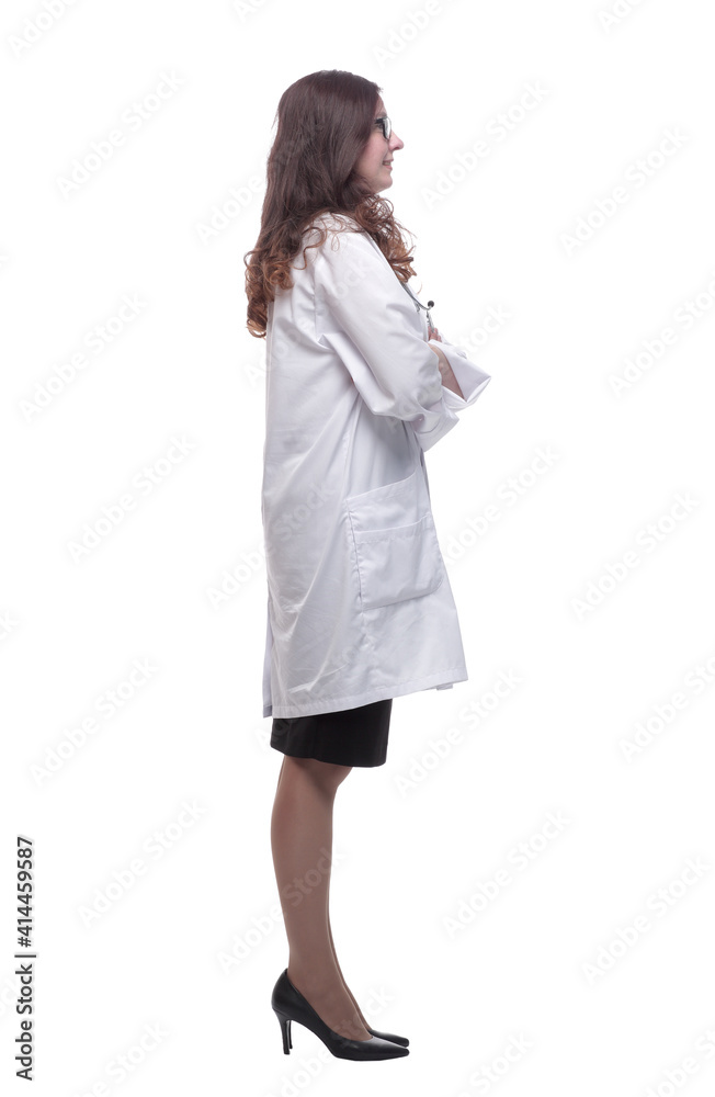 friendly doctor looking at the camera . isolated on a white friendly doctor looking at the camera . isolated on a white