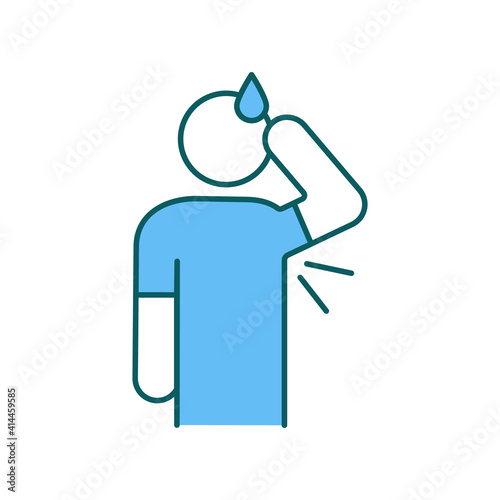 Hyperhidrosis disorder RGB color icon. Excessive sweating, perspiration. Thyroid problems sign. Hormonal changes. Menopause, hyperthyroidism. Bodily process. Isolated vector illustration