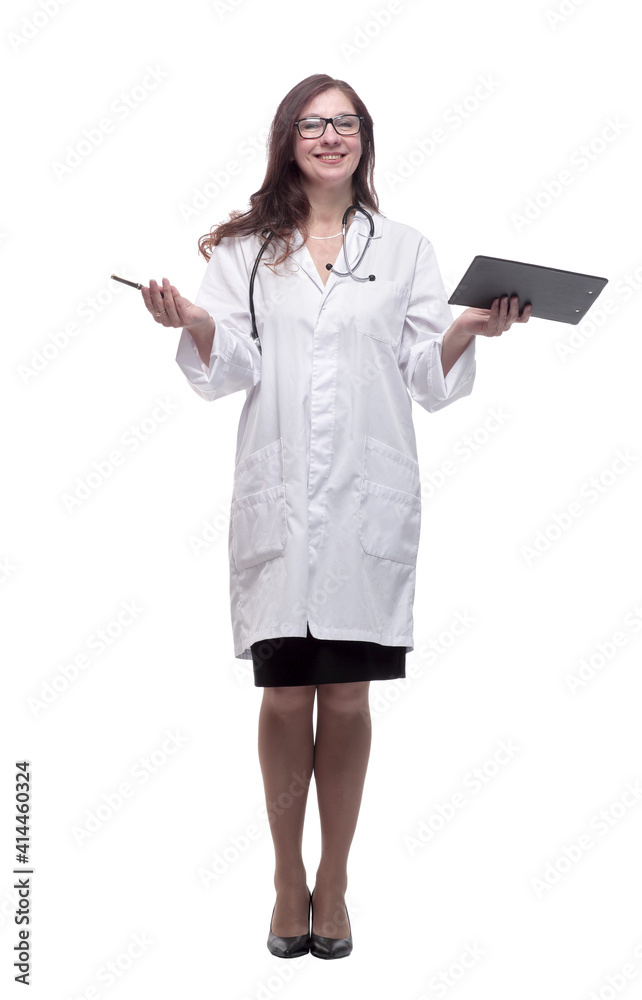 in full growth. home doctor writing a prescription for a patient in full growth. home doctor writing a prescription for a patient
