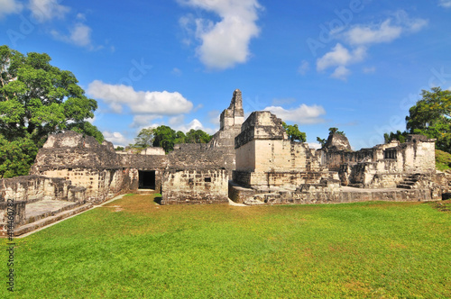 View of the ruins of Mayan ancient city of Tikal in Guatemala 