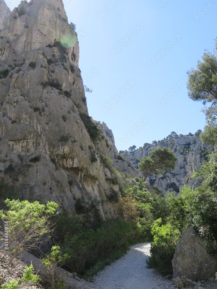 the hiking trail to the bay of Calanque d en Vau, Calanques National Park, Marseille, Provence, April, France