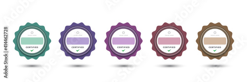 Badge logo design for company business feminine decorative rounded floral. Set bundle certify colorful pastel vector illustration.