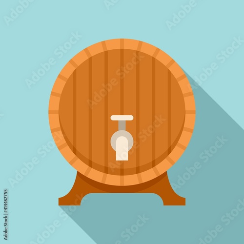 Wood wine tap barrel icon. Flat illustration of wood wine tap barrel vector icon for web design