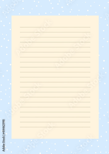 Grid paper. Printable planner with horizontal lines. Printing paper note on color background. Optimal A4 size. Time management concept. Pattern for school, copybooks, notebooks, diary, notes, books.