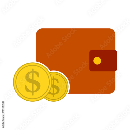 Two Golden Coins In Front Of Purse Icon