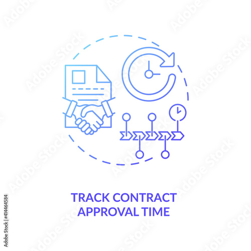 Track contract approval time concept icon. Efficient contract management tips. Stage and status of documents tracking idea thin line illustration. Vector isolated outline RGB color drawing