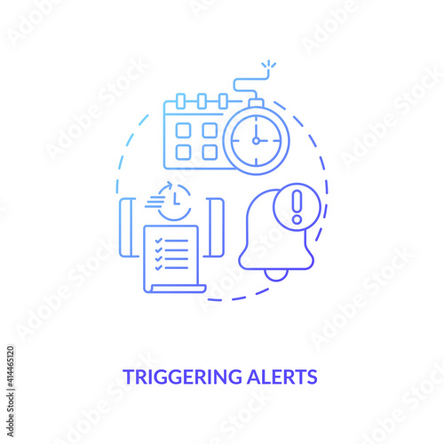 Triggering alerts concept icon. Contract management software functions. Contract management between companies processes idea thin line illustration. Vector isolated outline RGB color drawing
