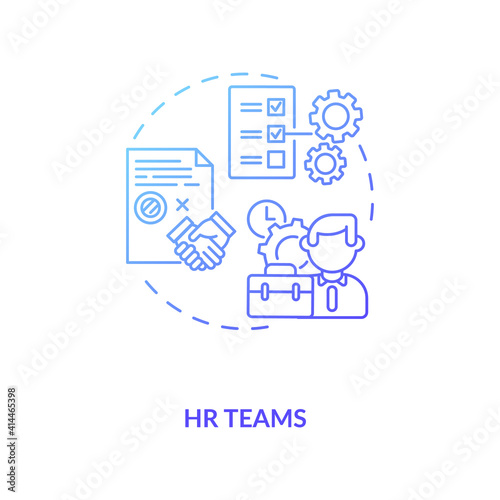 HR teams concept icon. Contract management software users. Contract management advices for companies processes idea thin line illustration. Vector isolated outline RGB color drawing