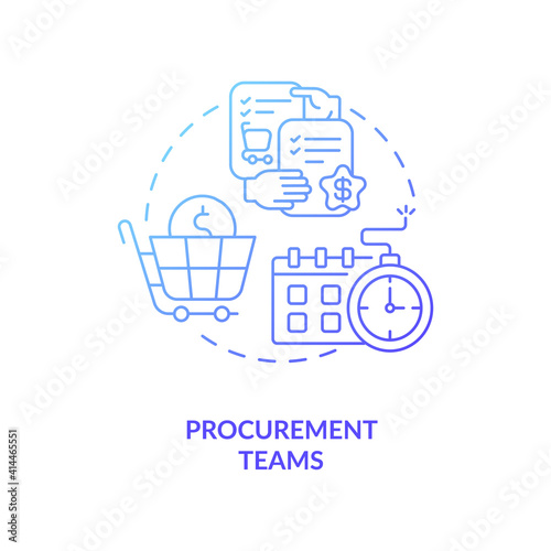 Procurement teams concept icon. Contract management software users. Provide modern services to project participants idea thin line illustration. Vector isolated outline RGB color drawing