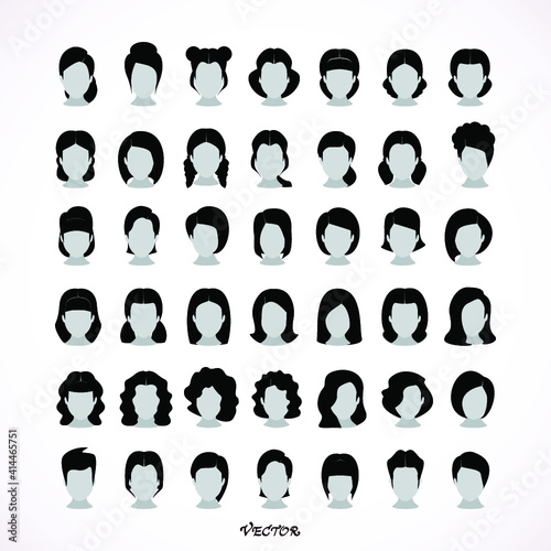 Women hairstyle,  icons collection isolated vector illustration