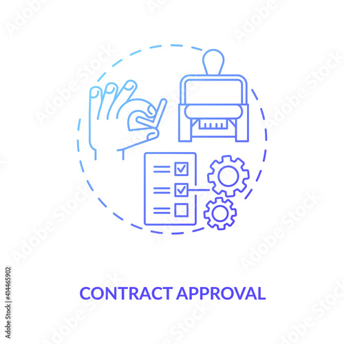 Contract approval concept icon. Contract lifecycle steps. Method of organization uses to approve documents and rules idea thin line illustration. Vector isolated outline RGB color drawing